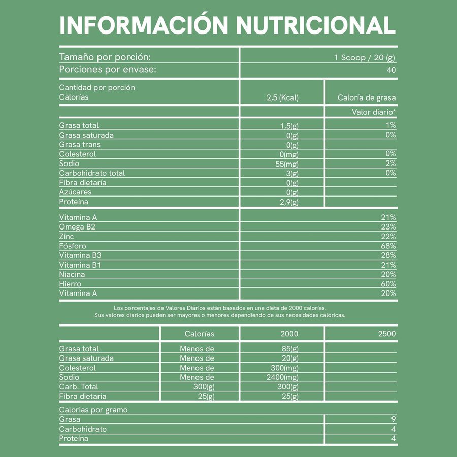 Tabla nutricional Batido Verde 600g / BioAdvance