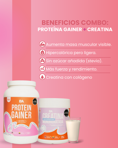 Combo Be Authentic Proteína Gainer Mujer  + Creatina Monohidratada Mujer