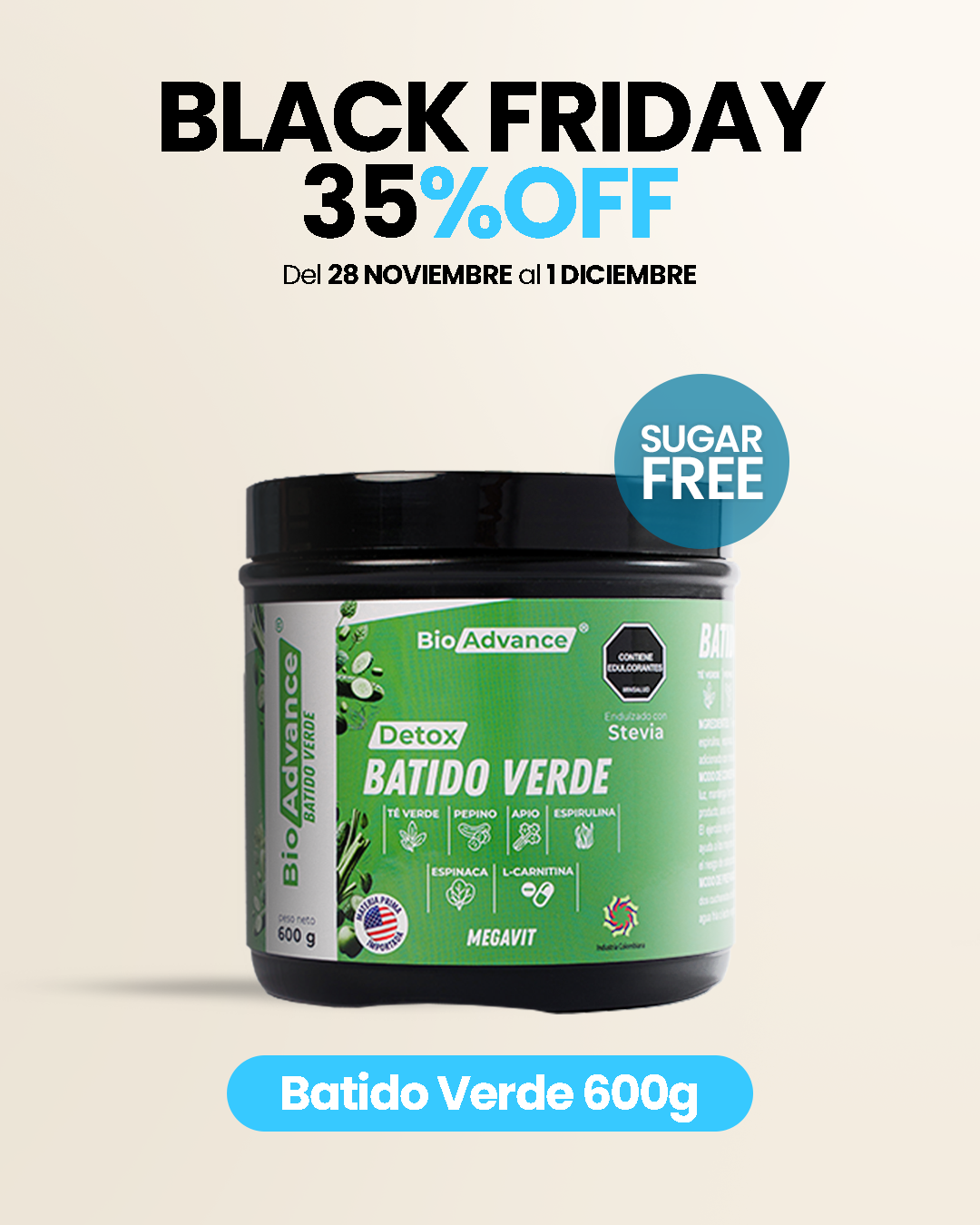 Batido Verde en polvo 600g BioAdvance