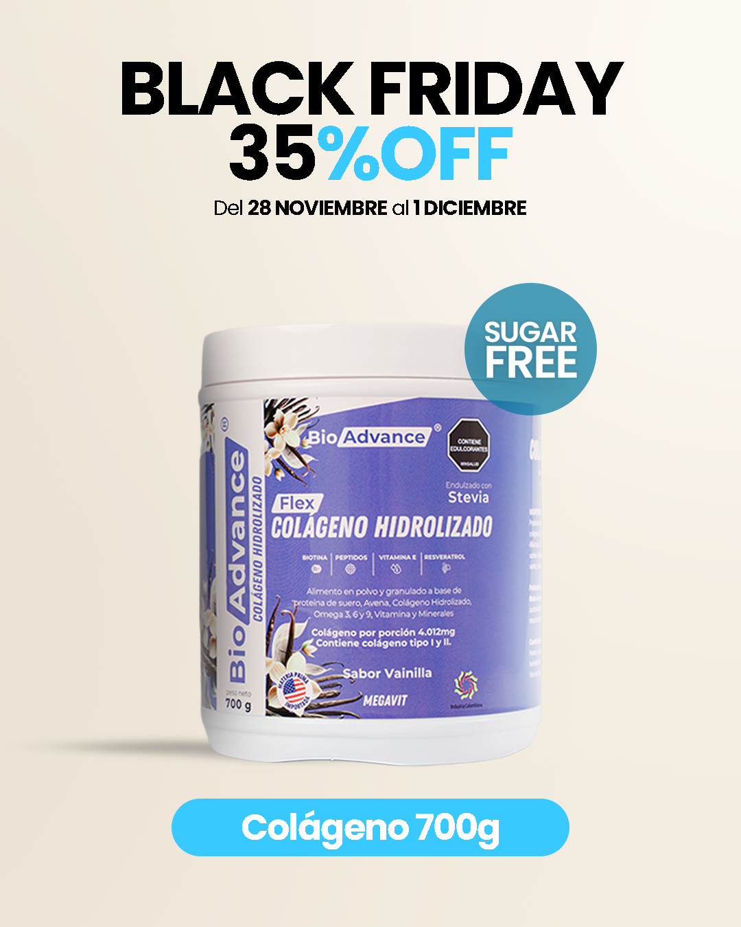 Colágeno Hidrolizado en polvo de 700g BioAdvance