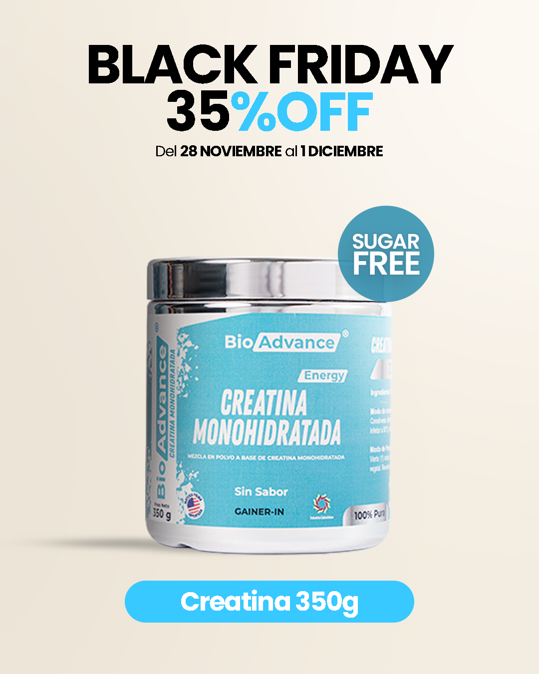 Creatina Monohidratada 100% Pura Bioadvance
