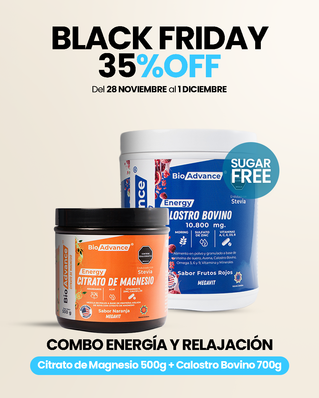 Energía y Relajación (Calostro Bovino + Citrato de Magnesio)