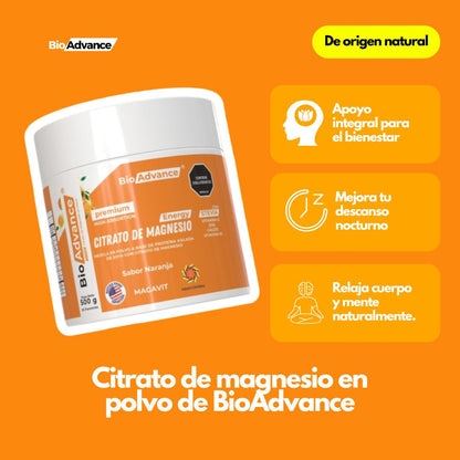 Citrato de Magnesio en Polvo de 500g BioAdvance