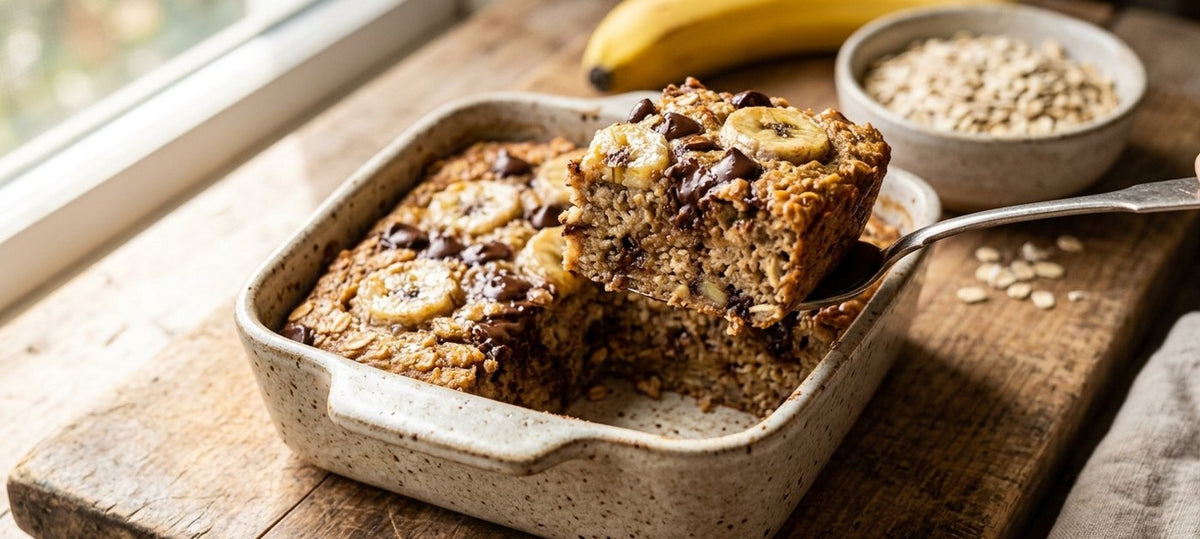 Avena horneada sabor pan de plátano