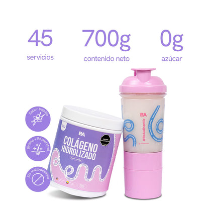 Colágeno Hidrolizado de BioAdvance: 45 servicios, 700 g de contenido neto y sabor vainilla.
