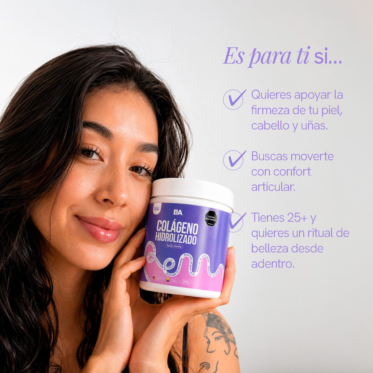 Para quién es el Colágeno Hidrolizado de BioAdvance: quieres cuidar tu piel, tu cabello y tus uñas desde adentro.