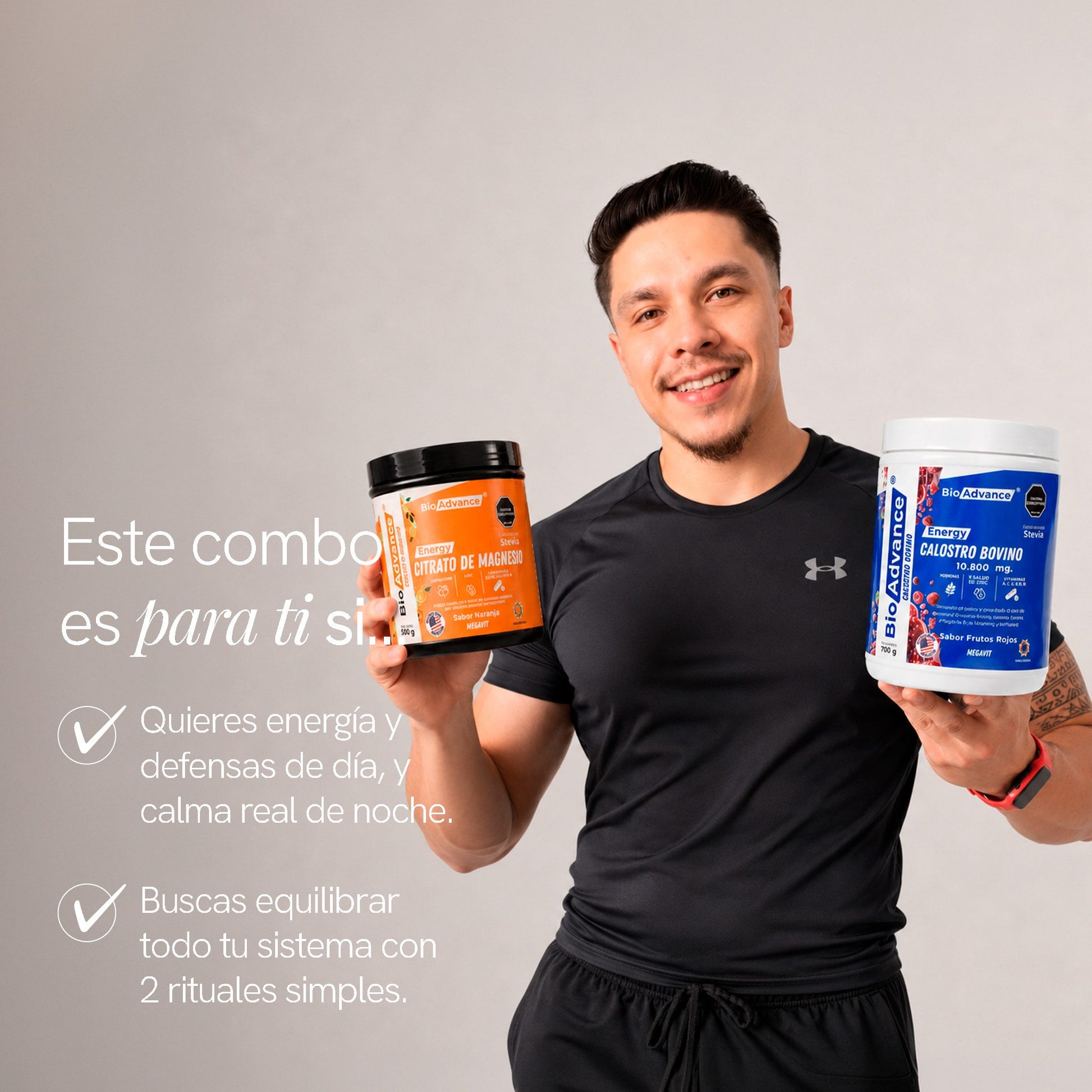 Para quién es el Combo Energía y Relajación de BioAdvance: quieres energía y defensas de día y calma real de noche, con dos rituales simples.