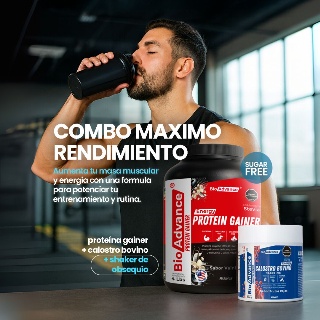 Máximo Rendimiento (Calostro Bovino + Proteína Gainer)