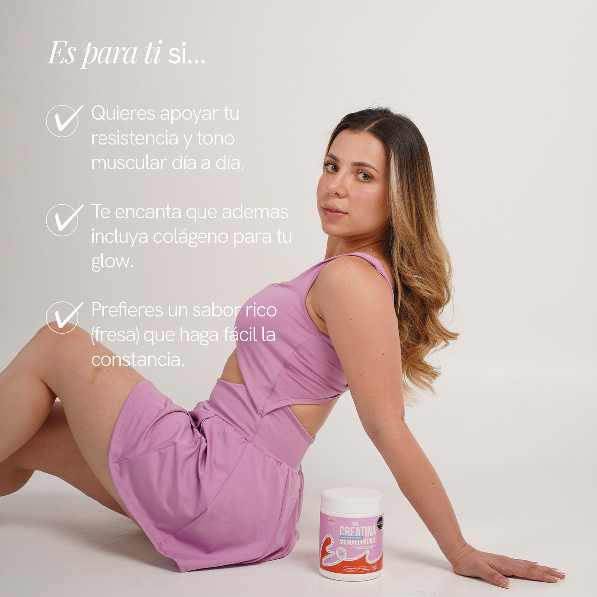 Para quién es la Creatina Monohidratada Mujer: entrenas con constancia y quieres apoyar tu fuerza y tu recuperación.