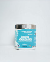 Tarro de Creatina Monohidratada Pura 350 g de BioAdvance sobre fondo gris claro.