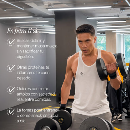 Para quién es la Proteína Xero de BioAdvance: define masa magra, es suave con la digestión y da saciedad entre comidas.