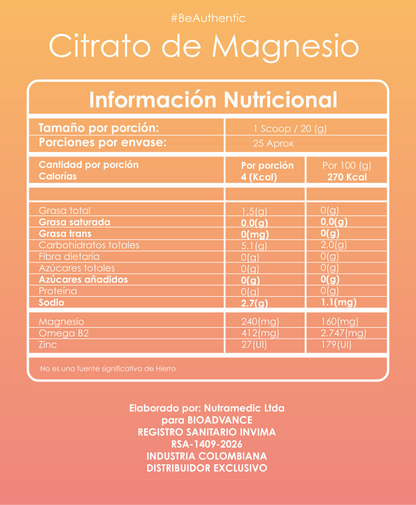 Citrato de Magnesio 500g / BioAdvance